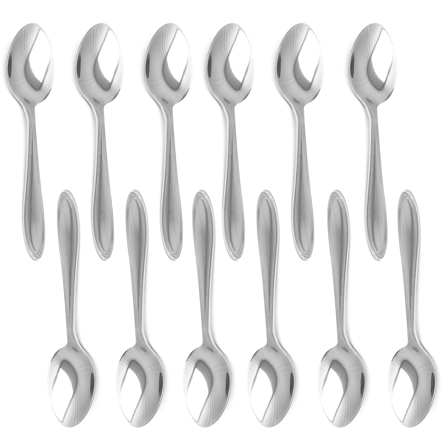 Royal 12-Piece Table Spoons Set - 18/10 Stainless Steel Dinner Spoons, Mirror Polished Flatware Utensils - Great Salad Spoons, Use for Home, Kitchen, or Restaurant(12 Mini Dessert Spoons)