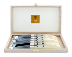 claude dozorme - berlingot steak knives wood box set of 6 - pearl