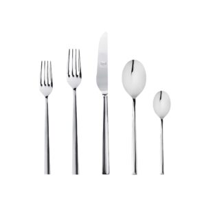 mepra 106222005 atena 5-piece durable 18/10 stainless steel american style flatware cutlery set for fine dining, dishwasher safe, service for 1