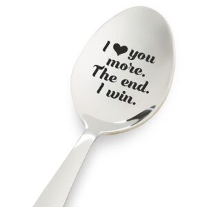 weefair christmas gifts | love you more the end i win | valentines day anniversary wedding engagement gifts | long distance gifts | engraved 7 inches stainless steel spoon