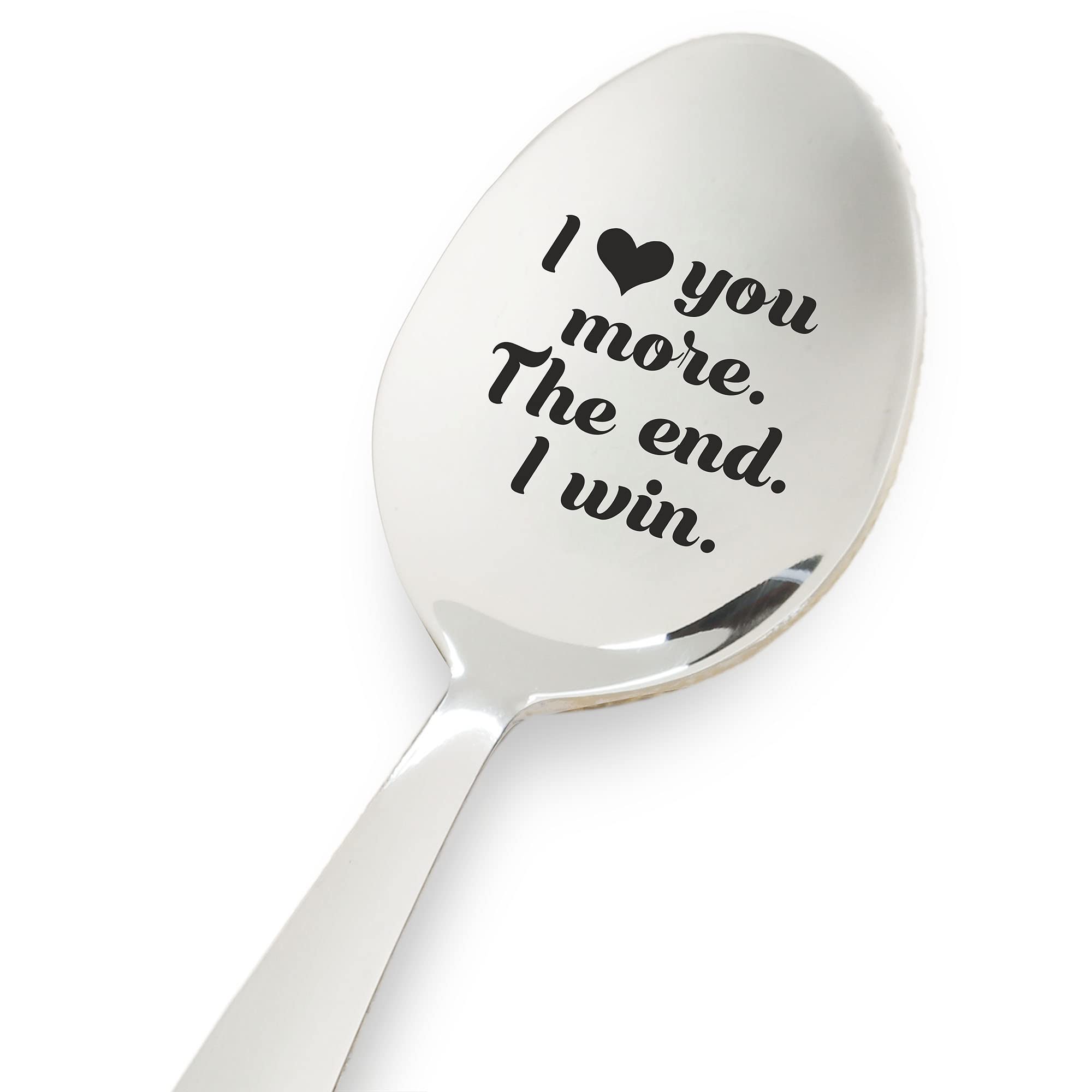 Weefair Christmas Gifts | Love You More The End I Win | Valentines Day Anniversary Wedding Engagement Gifts | Long Distance Gifts | Engraved 7 Inches Stainless Steel Spoon