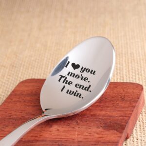 Weefair Christmas Gifts | Love You More The End I Win | Valentines Day Anniversary Wedding Engagement Gifts | Long Distance Gifts | Engraved 7 Inches Stainless Steel Spoon