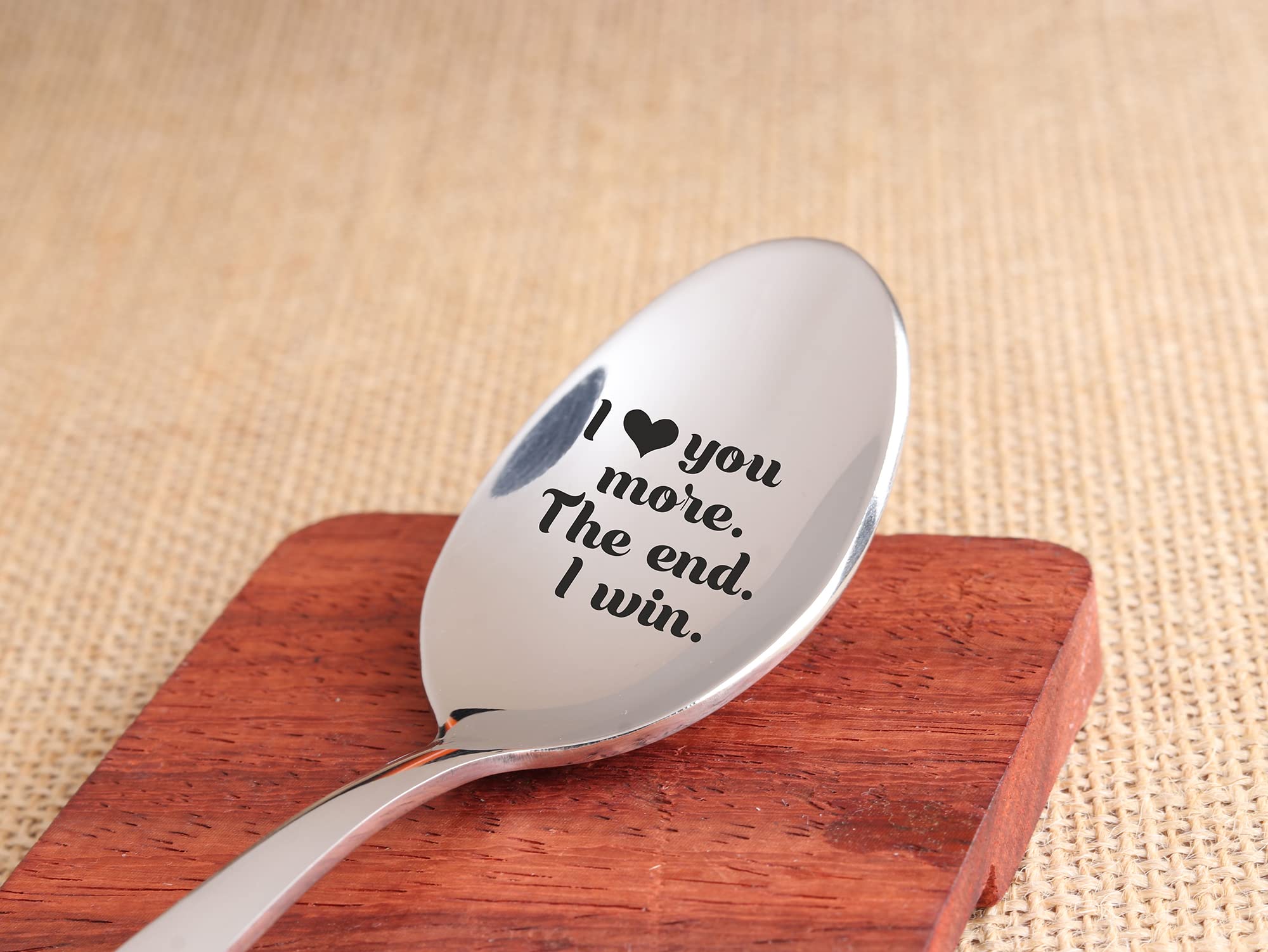 Weefair Christmas Gifts | Love You More The End I Win | Valentines Day Anniversary Wedding Engagement Gifts | Long Distance Gifts | Engraved 7 Inches Stainless Steel Spoon