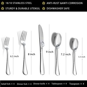 Silverware Set, 20 Piece Silverware Set Service for 4, Premium Stainless Steel Flatware Set, Mirror Polished Cutlery Utensil Set, Include Fork Knife Spoon Set, Kitchen Utensils, Dishwasher Safe