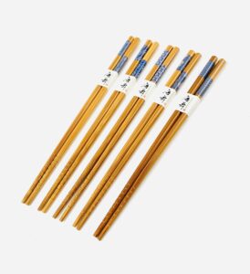 japanbargain 3671, bamboo chopsticks reusable japanese chinese korean chopsticks set wood chop sticks hair sticks 5 pair gift set dishwasher safe, 9 inch, 1 pack