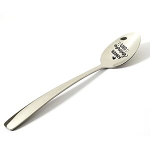 VIYZZX Grandma Gifts from Granddaughter Grandson Wife, Funny Good Morning Nanny Spoon Engraved Stainless Steel, Tea Lover Coffee Lovers Gifts, Nanny Birthday Valentine Mother's Day Christmas Gift