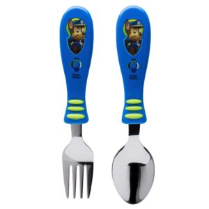 zak designs paw patrol easy grip flatware fork and spoon utensil set – perfect for toddler hands with fun characters, contoured handles and textured grips, paw patrol boy
