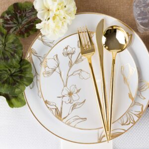 Novelty Modern Flatware, Cutlery, Disposable Plastic Salad forks Luxury Gold 64 Count