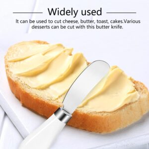 GUZE-US Butter Knife(2 Pcs), Porcelain Handle, Stainless Steel Cheese Spreader, Butter Spreader Knives Set