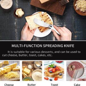 GUZE-US Butter Knife(2 Pcs), Porcelain Handle, Stainless Steel Cheese Spreader, Butter Spreader Knives Set