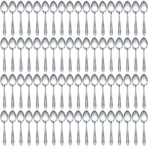 100 pieces dinner spoons set 6.69 inches silverware spoons bulk stainless steel tablespoons food grade spoon for home restaurant kitchen dishwasher safe