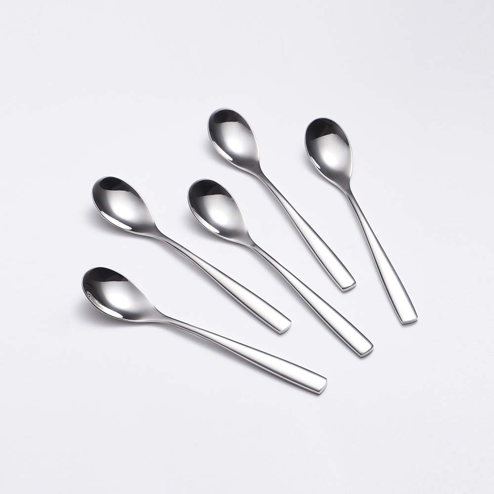 Wenkoni 6.1"Small Dessert Spoons, Yogurt Spoons,Coffee Spoons,Espresso Spoons,Ice Cream Spoons,18/8 (SUS 304) Stainless Steel spoons for Coffee,ice cream,dessert,yogurt,pudding 5 pcs Set.