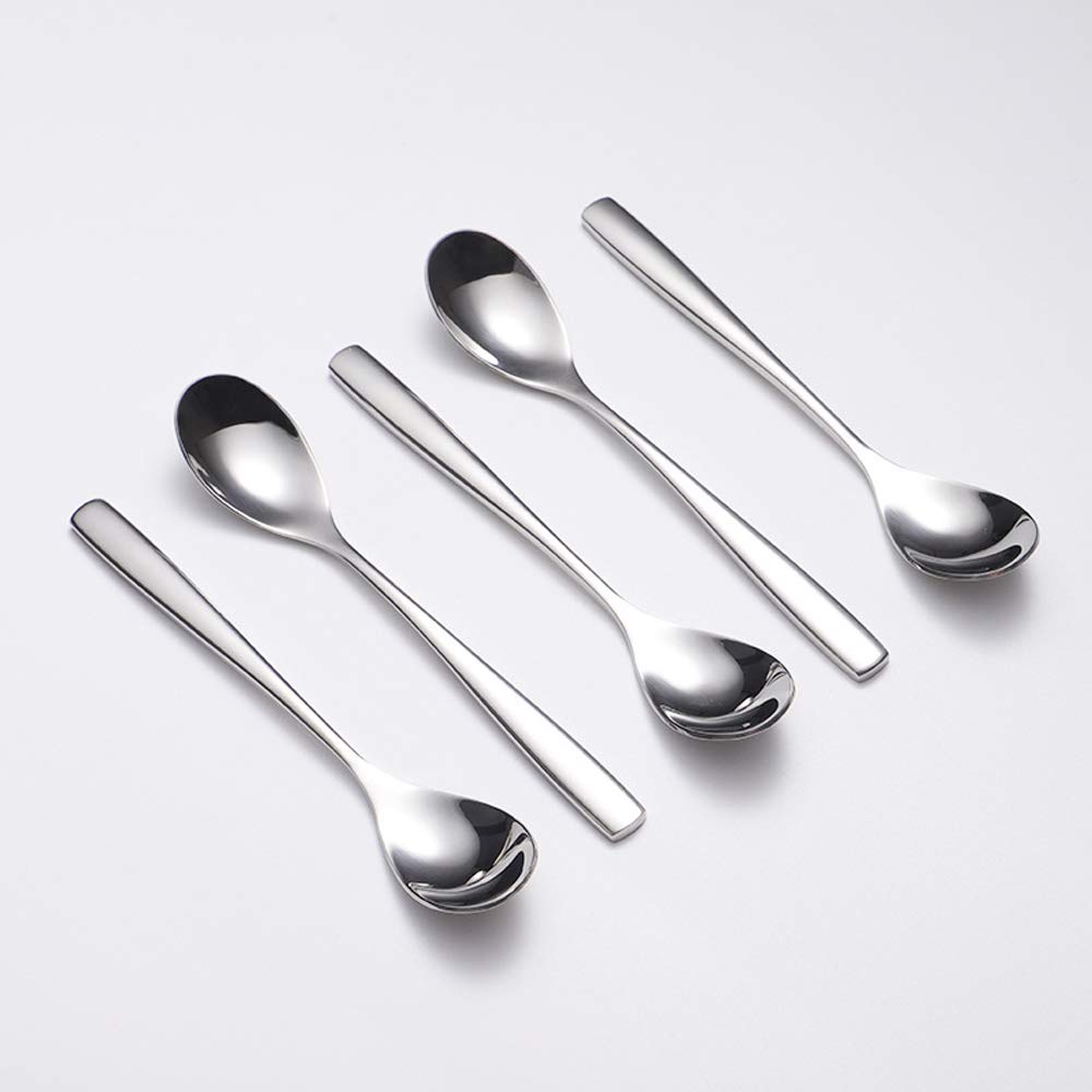 Wenkoni 6.1"Small Dessert Spoons, Yogurt Spoons,Coffee Spoons,Espresso Spoons,Ice Cream Spoons,18/8 (SUS 304) Stainless Steel spoons for Coffee,ice cream,dessert,yogurt,pudding 5 pcs Set.