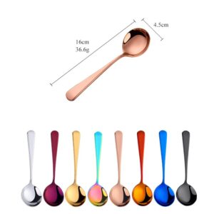 8-Piece Soup Bouillon Cereal Spoon: TUPMFG Stainless Steel Silverware Dinner Bouillon Round Spoon Mixed Color