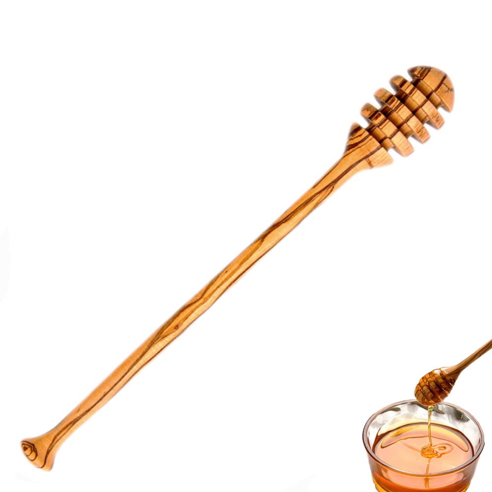 Honey Dipper, Olive Wood Honey Stick, Handcrafted Honey Spoon 7.3-Inches