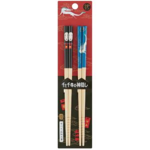 spirited away bamboo chopstick 2pcs set -anti-slip grip for ease of use - authentic japanese design - lightweight, durable and convenient