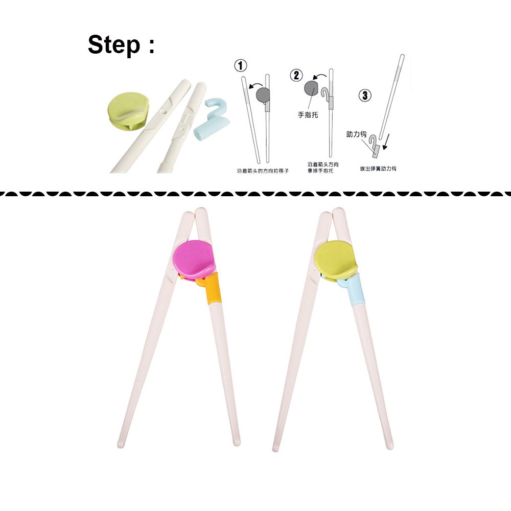 Zehhe 5 Pairs Easy to Use Cheater Training Chopsticks for Children and Adults , 1 Pcs Wood Spoon (5pairs)