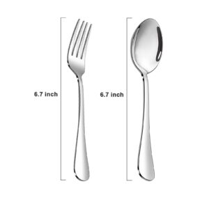 ANYLAT Spoon and Fork Set of 12, Stainless Steel Salad Forks and Spoons Silverware Set, Dishwasher Safe (Silver 6.7 Inch)