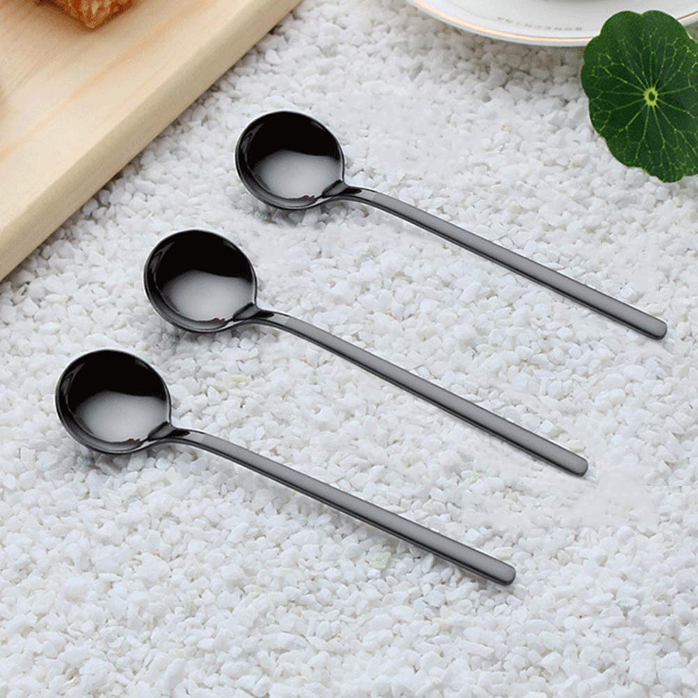 Set of 8 Mini Espresso Spoons 5.3-inch Matte Black Frosted Handle Stainless Steel Coffee Spoons for Dessert Tea Ice Cream Sugar Cake Coffee