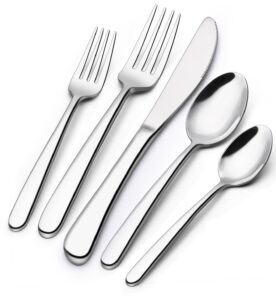 60-piece silverware set for 12, wildone premium stainless steel flatware set, heavy duty cutlery utensil set for home restaurant, include fork knife spoon set, dishwasher safe