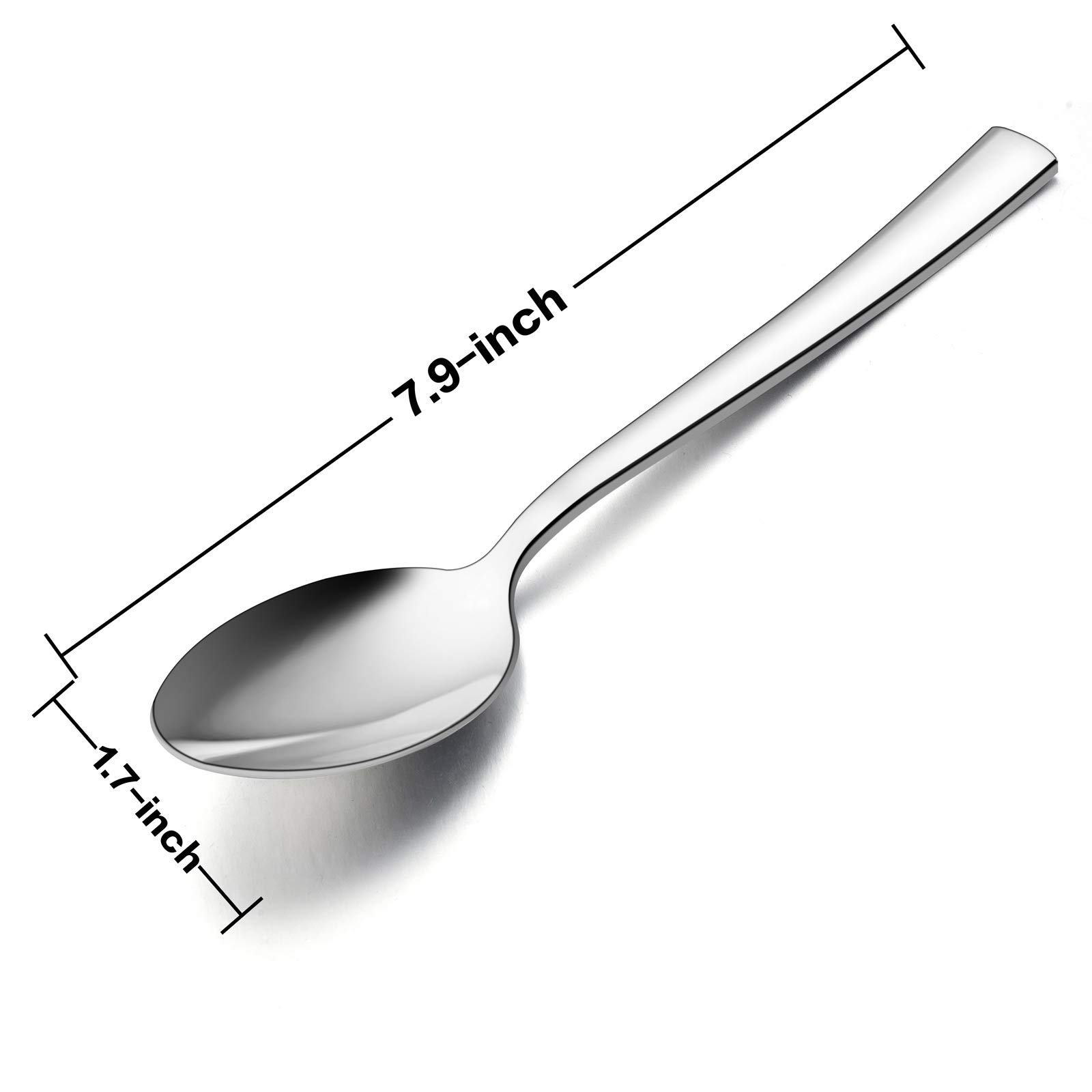 Dinner Spoons Set of 12, E-far 7.9 Inch Stainless Steel Soup Spoons Tablespoons for Home, Kitchen or Restaurant, Non-toxic & Mirror Polished, Squared Edge & Dishwasher Safe