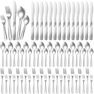 100 pieces silverware set stainless steel flatware set cutlery set includes knife fork spoon beading eating utensil for home and restaurant dishwasher safe