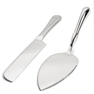 Yekara Designs Cake Knife And Server Set - Stainless steel Elegant Pie & Pastry Cutter For Weddings or Reunion - Reliable & Sturdy Knife And Server For Cutting Pies & Serving Pastries Or Baked Dishes