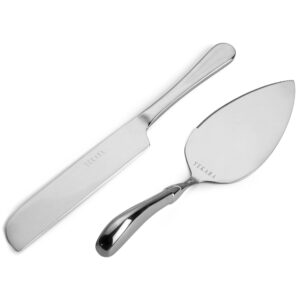 Yekara Designs Cake Knife And Server Set - Stainless steel Elegant Pie & Pastry Cutter For Weddings or Reunion - Reliable & Sturdy Knife And Server For Cutting Pies & Serving Pastries Or Baked Dishes