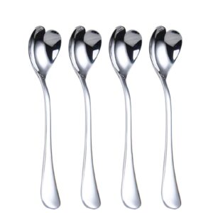 hissf heart shaped spoons, 18/10 stainless steel spoon set 4 pack, 6.7 inches, dessert spoon, ice cream spoons, for tea, cocktail, sugar