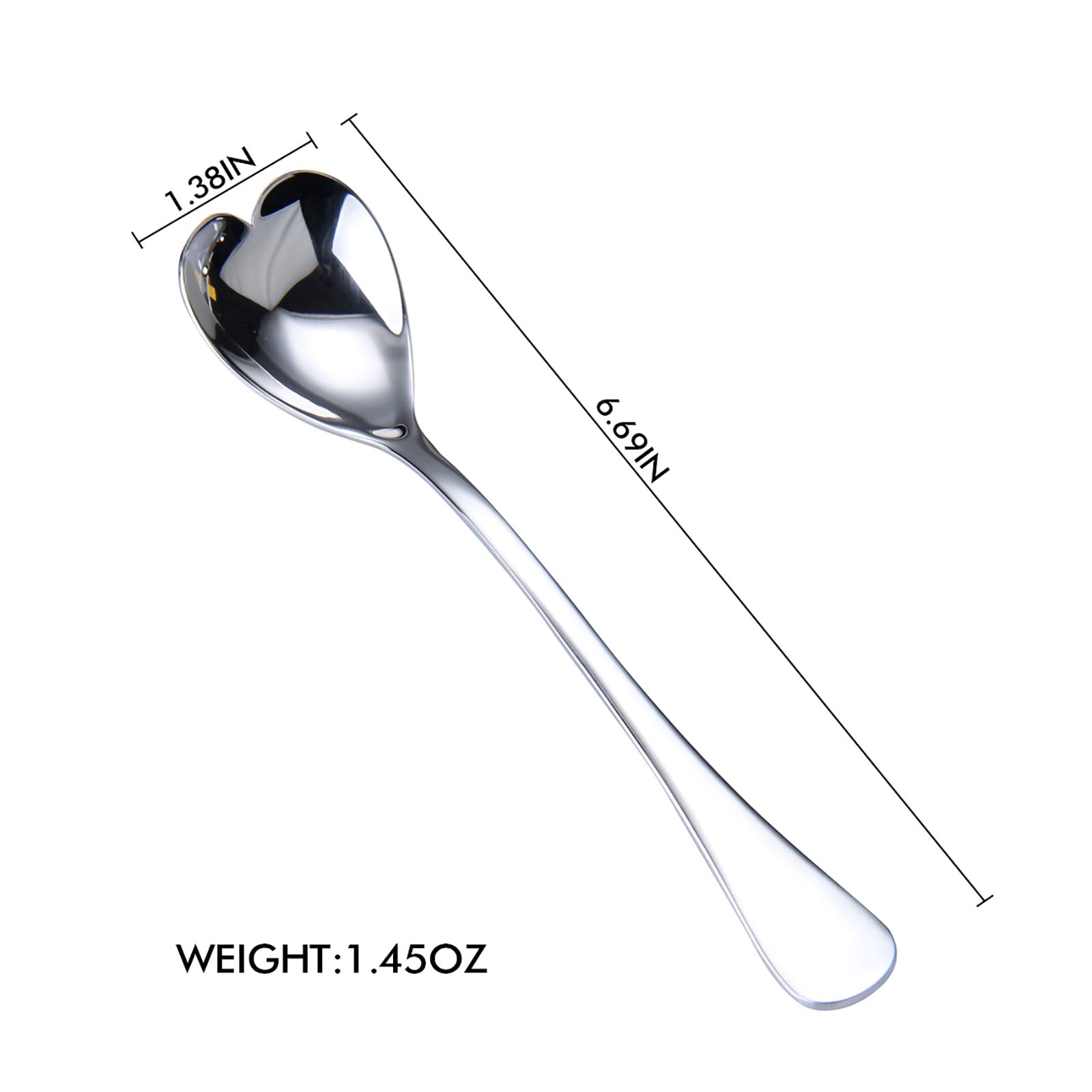 HISSF Heart Shaped Spoons, 18/10 Stainless Steel Spoon Set 4 Pack, 6.7 inches, Dessert Spoon, Ice Cream Spoons, for Tea, Cocktail, Sugar