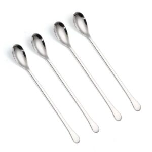 long handle spoons,8-inch ice tea spoon, coffee stirrers,ice cream spoon, axiaolu premium 18/10 stainless steel cocktail stirring spoons, set of 4 silver…