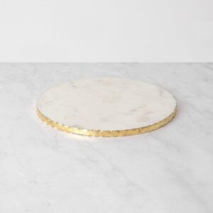 ina ki natural marble cheese/serving board with golden foiling - 11 inch dia
