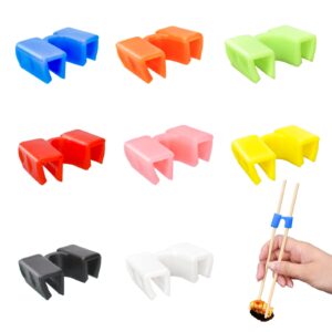 accencyc reusable chopstick helpers 8 pairs training chopstick hinges connector multicolor training chopstick for adults, beginner, trainers or learner