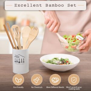 [4PCS] Wooden Bamboo Cooking Utensils : Salad Tongs, Wood Spoons, Slotted Spoon, Bamboo Forks, 11.8inch Long Handle Salad Serving Utensils is Perfect Choice for Daily Cooking and Gifts.USOONESP