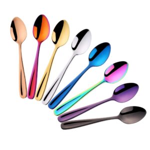 do buy 8 pieces 18/10 dessert spoons teaspoons small coffee spoons espresso spoons, 5.5 inch (multicolor)