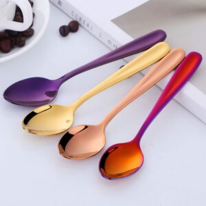 Do Buy 8 Pieces 18/10 Dessert Spoons Teaspoons Small Coffee Spoons Espresso Spoons, 5.5 Inch (multicolor)