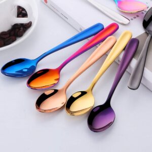 Do Buy 8 Pieces 18/10 Dessert Spoons Teaspoons Small Coffee Spoons Espresso Spoons, 5.5 Inch (multicolor)