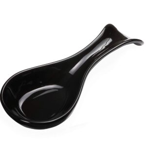ceramic spoon rests for kitchen, spoon rest for stove top countertop utensil rest ladle spoon holder for cooking home decor, black color