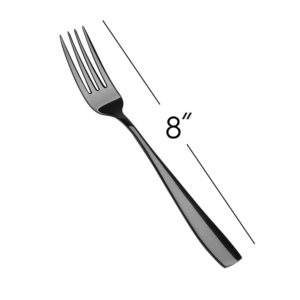 Eslite 12-Piece Black Stainless Steel Dinner Forks Cutlery Forks Set,8-Inches