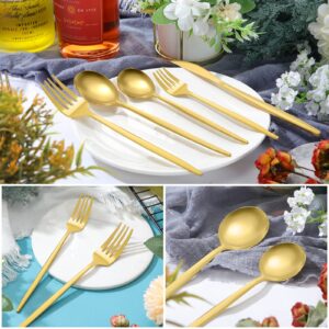 60 Pieces Stainless Steel Tableware Set Silverware Set Flatware Cutlery Set Utensils Set Spoon Fork Knives Set Service for 12 for Home Restaurant Apartment and Kitchens (Gold)