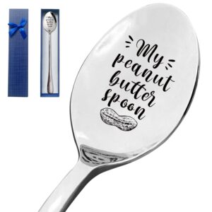 hsspiritz my peanut butter spoon funny engraved stainless steel spoon,best peanut butter lovers coffee spoon gift,gift for moms dad boy girl kids birthday christmas valentine's day easter basket gifts
