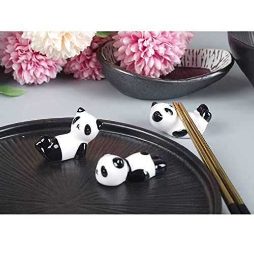 6PCS Cute Ceramic Panda Chopsticks Rest Rack Stand Holder for Chopsticks, Ceramic Ware Chopsticks Stand Rest Rack，Gift for Boys Girls Kids