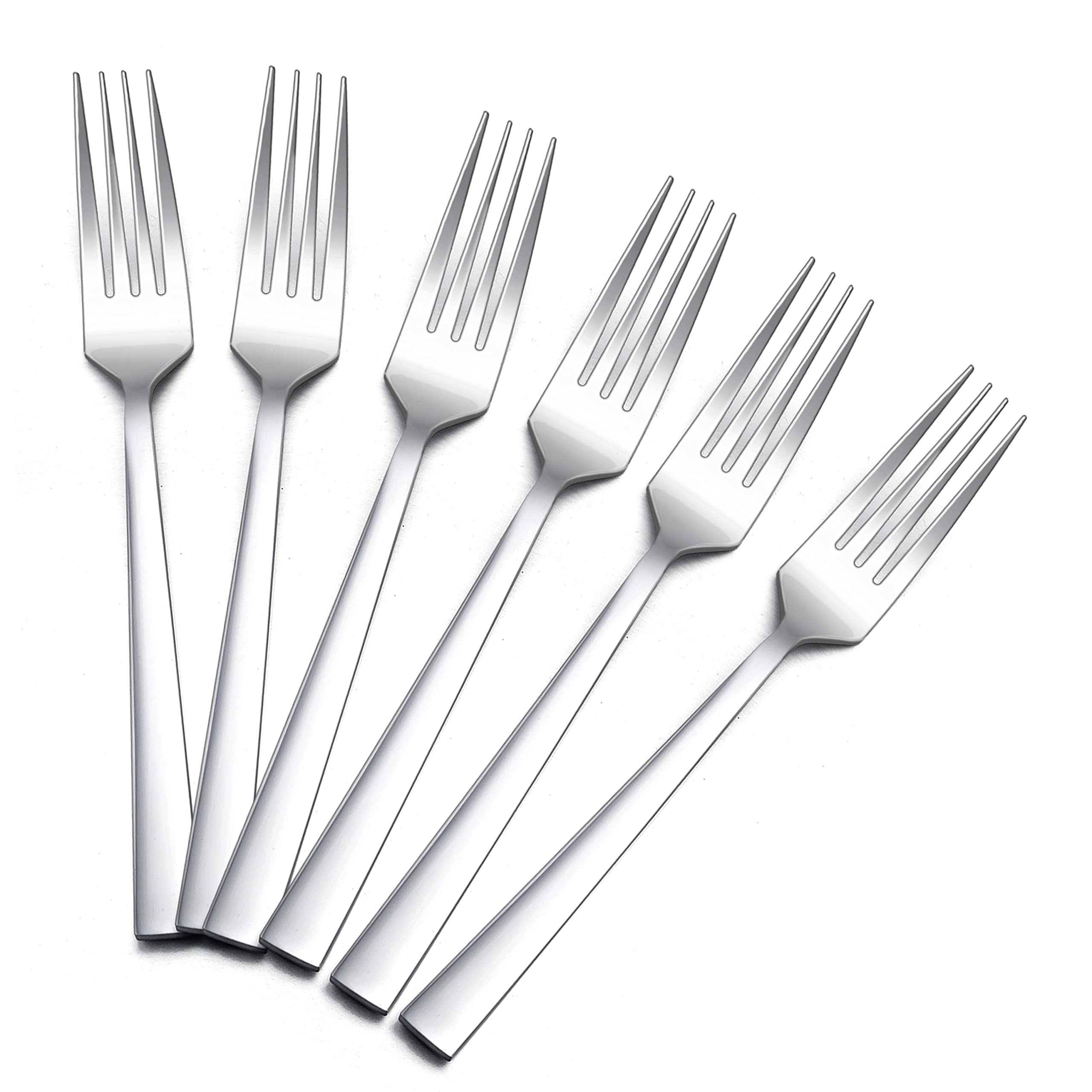 Dinner Forks Set of 12, E-far 7.9 Inch Stainless Steel Forks for Home, Kitchen or Restaurant, Non-toxic & Mirror Polished, Squared Edge & Dishwasher Safe