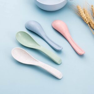 WUWEOT 24 Pack Wheat Straw Soup Spoons, 6 Inches Colourful Unbreakable Meal Spoon, Cereal Dinner Spoon for Kid and Adult, Microwave Dishwasher Safe