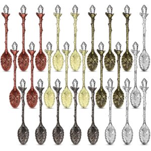 retro coffee spoons crystal alloy spoons vintage carved coffee spoon decorative dessert ice cream spoons set for cafe tableware home office party supplies (25 pieces)