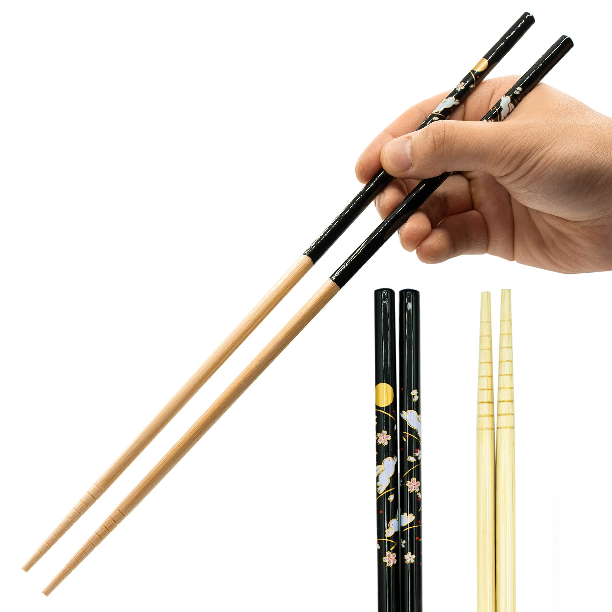 Tanaka Hashi Cooking Chopsticks Long Japanese - Made in Japan Bamboo Saibashi Cooking Chopsticks - Black, 13x0.31