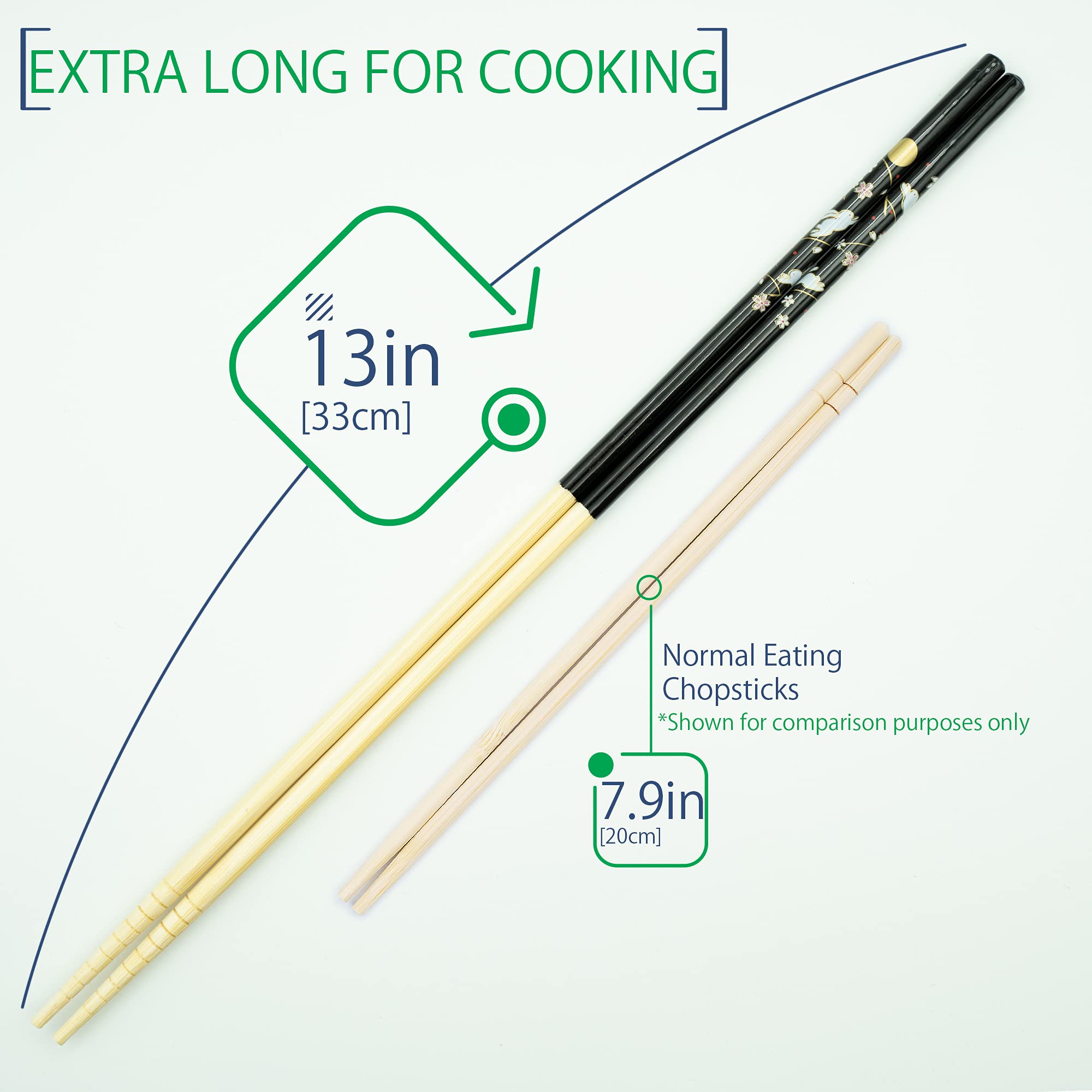 Tanaka Hashi Cooking Chopsticks Long Japanese - Made in Japan Bamboo Saibashi Cooking Chopsticks - Black, 13x0.31