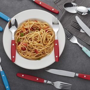 ANNOVA Silverware Set 20 Pieces Stainless Steel Cutlery Color Handle With Rivet/Retro Flatware - 4 x Dinner Knife; 4 x Dinner Fork; 4 x Salad fork; 4 x Dinner Spoon; 4 x Dessert Spoon (Red) Christmas
