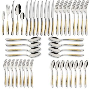 40-piece gold silverware set stainless steel flatware set service for 8 kitchen cutlery utensils includes knives spoons forks for home kitchen hotel