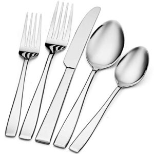 godinger silverware set, flatware sets, mirrored stainless steel cutlery set, spoons forks knives, 20 piece set, service for 4